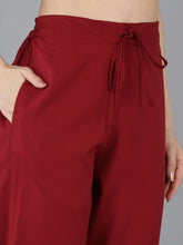 Women Red Poly Silk Yoke Design